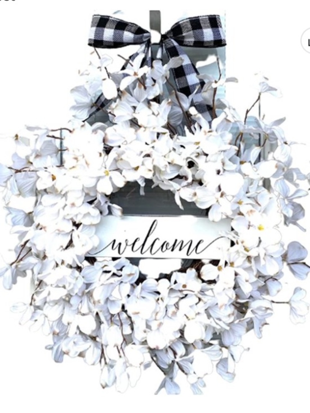 17” White Dogwood Flower Wreath with Welcome Sign 🤍NEW✨
